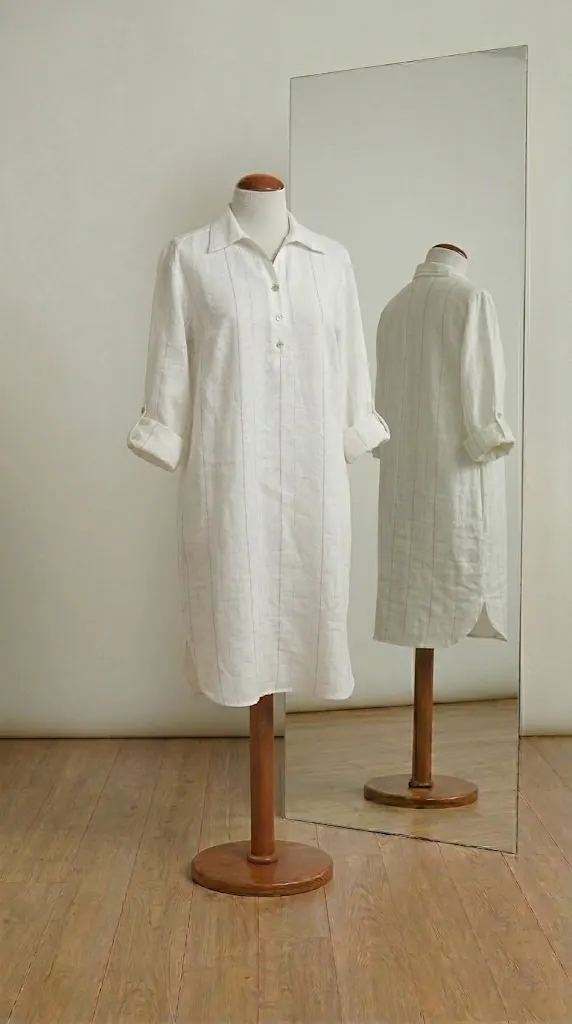 Vestido camisero blanco de lino confeccionado a medida